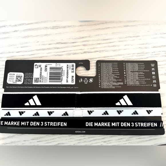 ADIDAS 3PP HEADBAN New Black/White - Picture 2 of 3